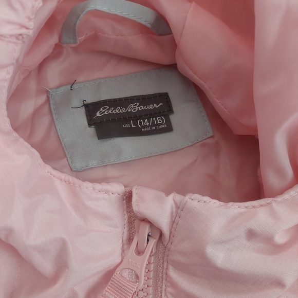 Kids Pink and Gray Eddie Bauer Lightweight Jacket 14/16 W/ Hood. (Bag D) - Picture 3 of 4
